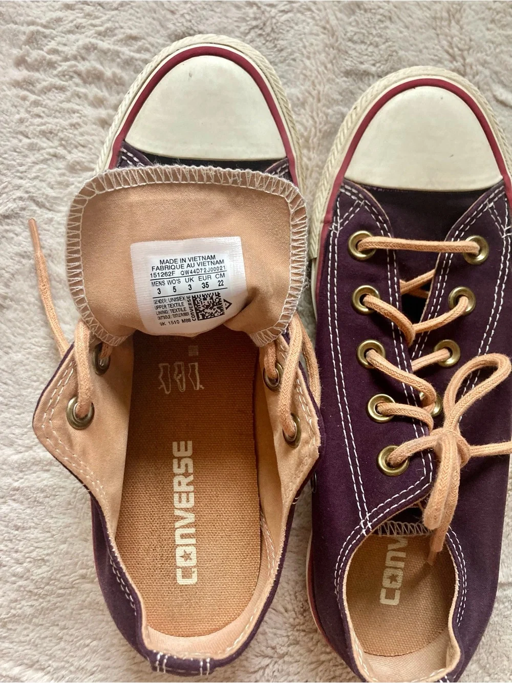 Converse Low Top Sneakers - Rich Burgandy with Tan Accents